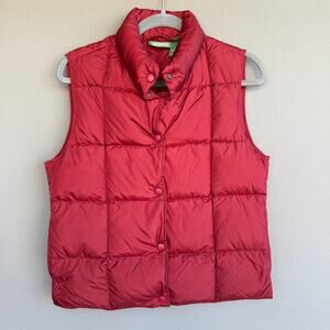 Womens LL Bean dark red down puffer vest. - snap closure - quilted - size S